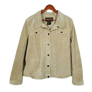 FABIO Suede khaki Leather jacket sz XL